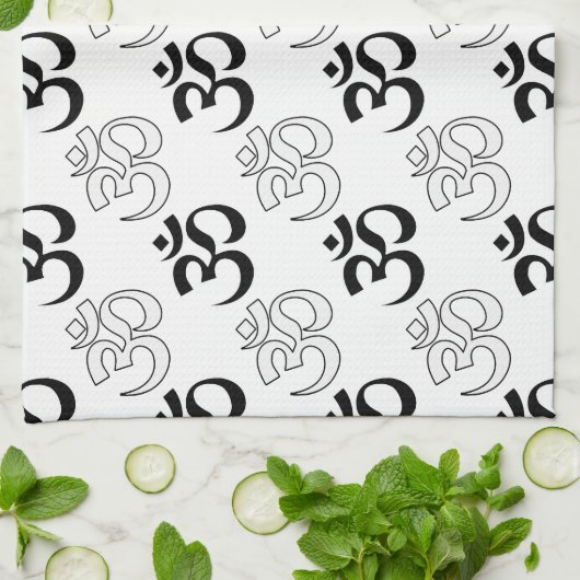 Om, Aum Symbol Theedoek (Gevouwen)