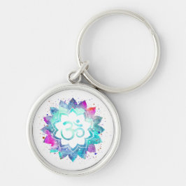 *~* OM AUM-symbool Lily Lotus Waterverf Mandala Sleutelhanger