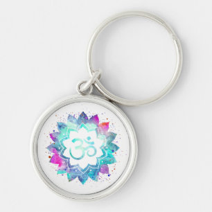 *~* OM AUM-symbool Lily Lotus Waterverf Mandala Sleutelhanger