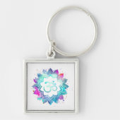 *~* OM AUM-symbool Lotus Lily Waterverf Mandala Sleutelhanger (Voorkant)