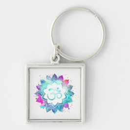 *~* OM AUM-symbool Lotus Lily Waterverf Mandala Sleutelhanger