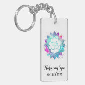 *~* OM AUM-symbool Lotus Waterverf Mandala Sleutelhanger (Voorkant Links)
