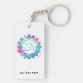 *~* OM AUM-symbool Lotus Waterverf Mandala Sleutelhanger (achterkant)