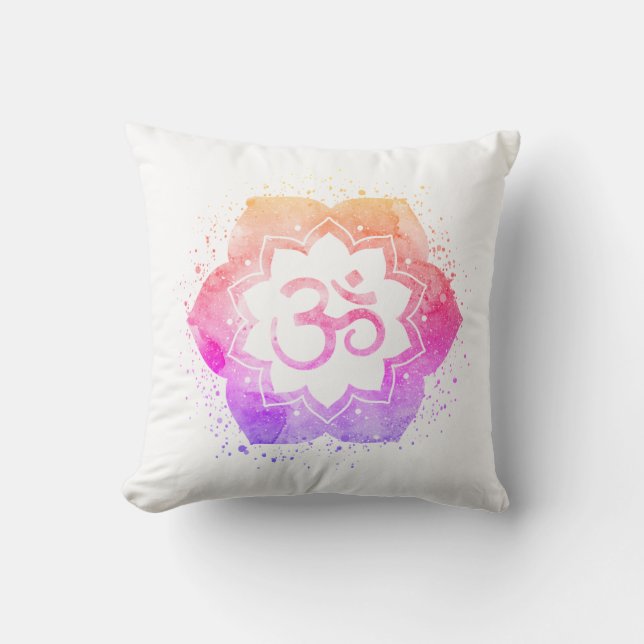 *~* OM AUM-symbool Ombre Lotus Flower Mandala Kussen (Voorkant)