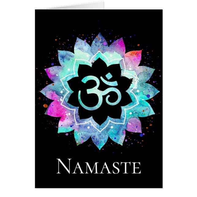 *~* OM AUM-symbool Waterverf Lotus Mandala (Voorkant)