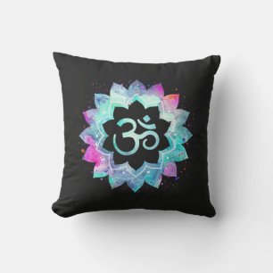 *~* Om Aum Turquoise Blue Magenta Black Outdoor Buitenkussen