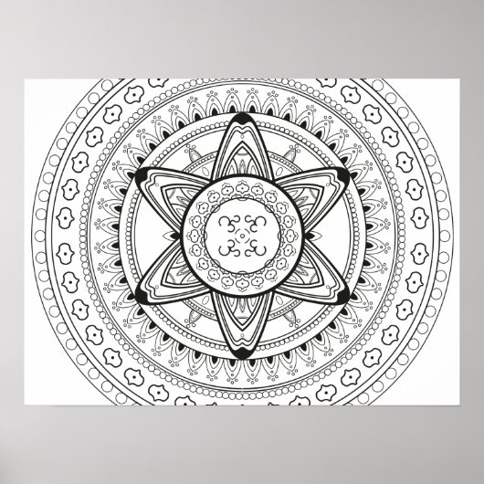Om Black en White Mandala Adult Coloring Poster (Voorkant)