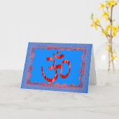 Om blauw Hindoes wenskaart Kaart (Gele Bloem)