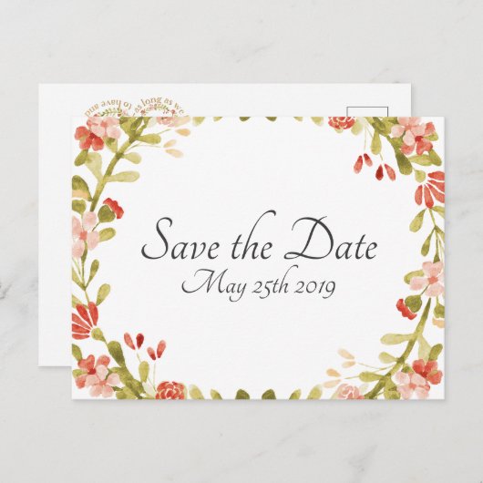 Om bloemen te hebben en te houden Save the Date Br Aankondigingskaart (Voorkant / Achterkant)