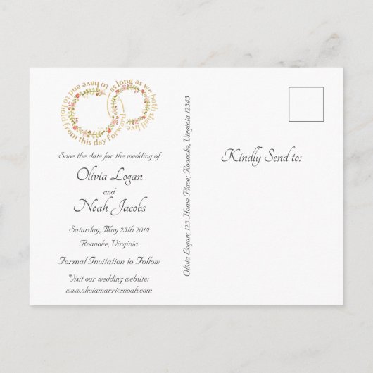 Om bloemen te hebben en te houden Save the Date Br Aankondigingskaart (Achterkant)