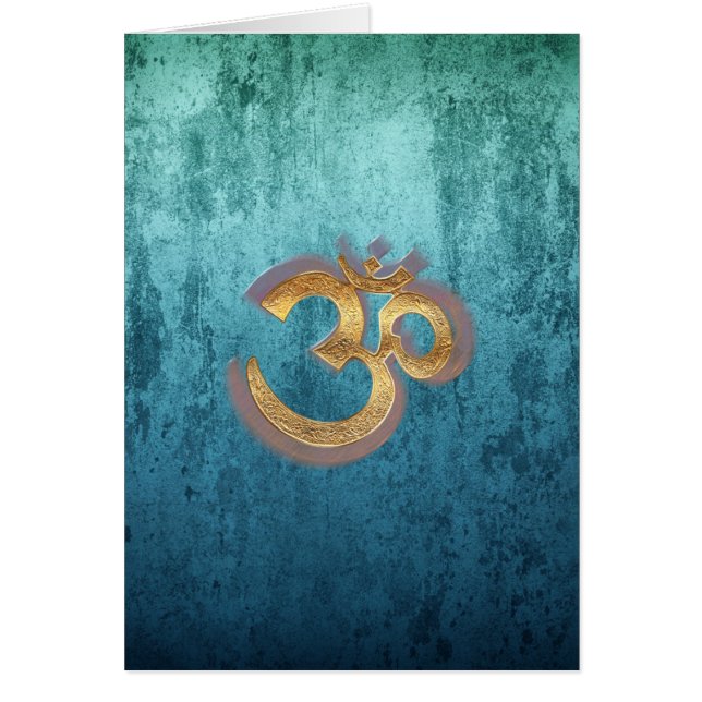 OM blue brass gold damask Asia Yoga Spiritualität (Voorkant)