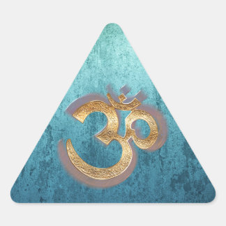 OM blue brass gold damask Asia Yoga Spiritualität Sticker