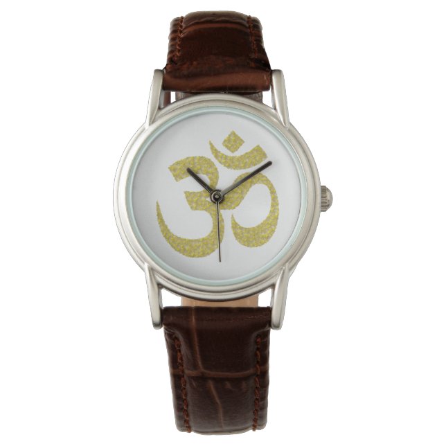 Om boeddhist Symbol Golden paste Watch 1 Horloge (Voorkant)