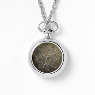 OM Boeddhistisch Symbool 1 metaal in reliëf Digita Horloge