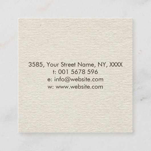 Om-boom vierkante visitekaartje (Achterkant)