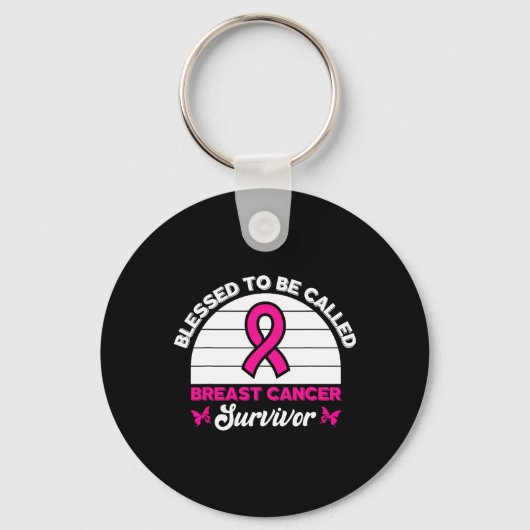 Om borstkanker overlevende roze vlinder worden gen sleutelhanger (Voorkant)