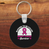 Om borstkanker overlevende roze vlinder worden gen sleutelhanger (Voorkant)