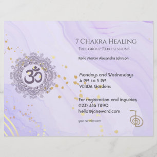 OM Chakra Energy Healer Reiki Paarse Horizontaal Flyer