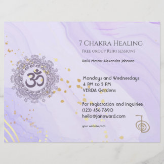 OM Chakra Energy Healer Reiki Paarse Horizontaal Flyer