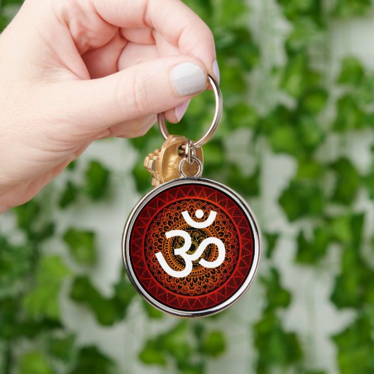 Om Chakra mandala rood Sleutelhanger (Hand)