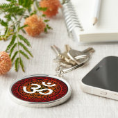 Om Chakra mandala rood Sleutelhanger (Zijkant)