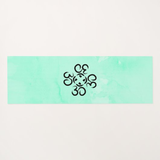 Om Compass Roos, Blauwgroen groene Waterverf Aum Yogamat (Achterkant (horizontaal))