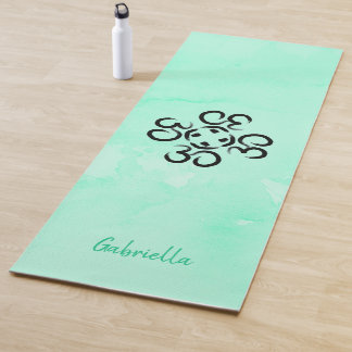 Om Compass Roos, Blauwgroen groene Waterverf Aum Yogamat