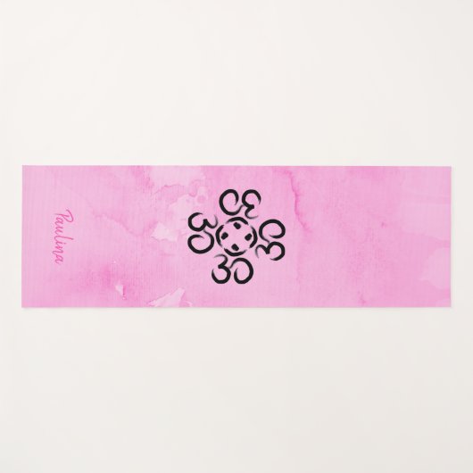 Om Compass Roos, roze Waterverf Aum Symbols Yogamat (Voorkant (horizontaal))