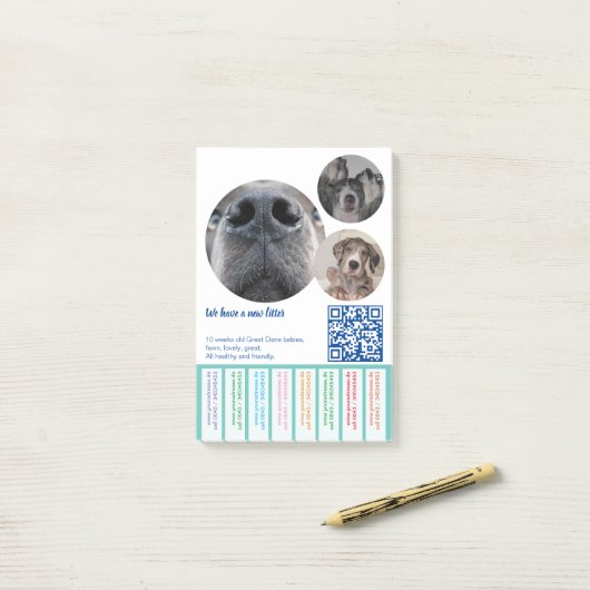 Om Dane Puppies kleurvol te verkopen Post-it® Notes (Op bureau)