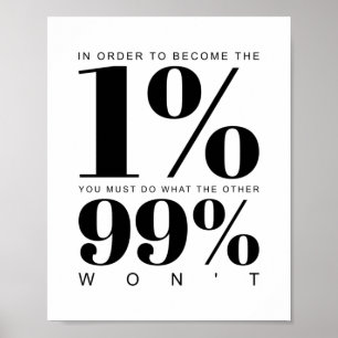 Om de 1% te worden Motivatie prijsopgave Poster