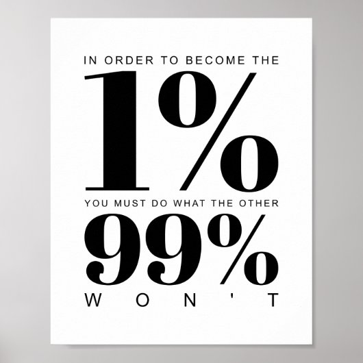Om de 1% te worden | Motivatie prijsopgave Poster (Voorkant)