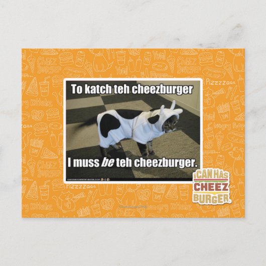 Om de cheezburger te evenaren briefkaart (Voorkant)