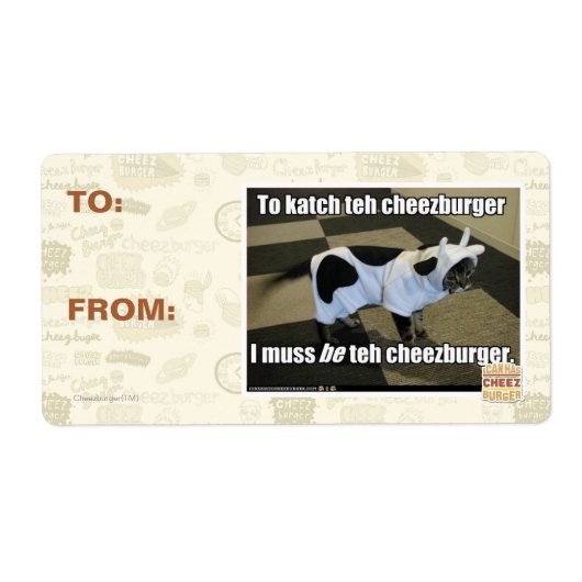Om de cheezburger te evenaren etiket (Voorkant)