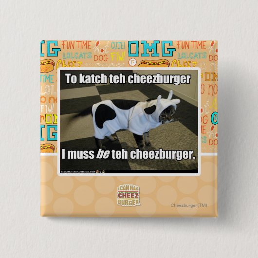 Om de cheezburger te katchen vierkante button 5,1 cm (Voorkant)