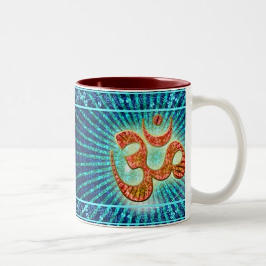 OM - de heilige Omkara Tweekleurige Koffiemok (Rechts)