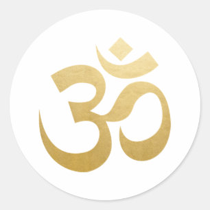 Om de Hindoese Gouden Folie van Faux van de Yoga Ronde Sticker