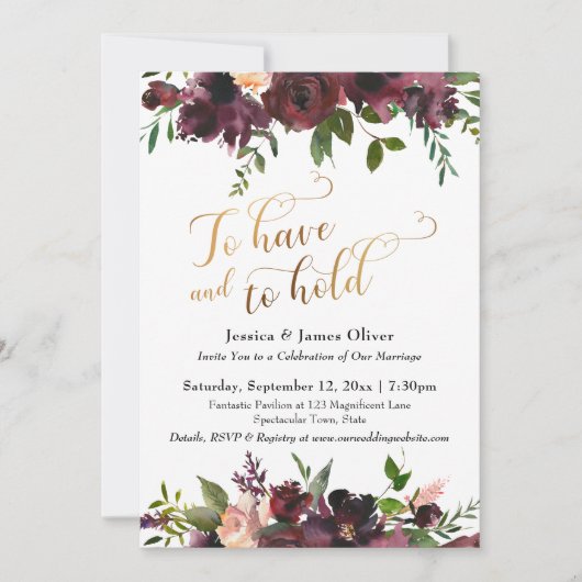 Om donkerrood Bourgondisch bloemgoud te hebben en  Kaart (Voorkant)