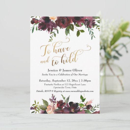 Om donkerrood Bourgondisch bloemgoud te hebben en Kaart (Staand voorkant)