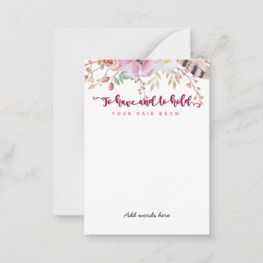 om een bachelorette te hebben en om je haar tegen notitiekaartje (Voorkant)