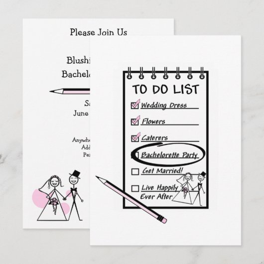 Om een lijst met Bachelorette te maken Kaart (Voorkant / Achterkant)