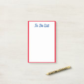 Om een lijst met rode randen blauw wit te maken post-it® notes (Op bureau)