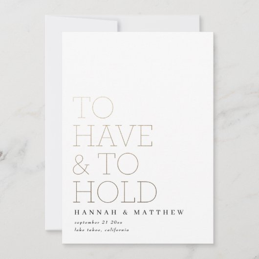 Om een moderne goudtypografische bruiloft te hebbe save the date (Voorkant)