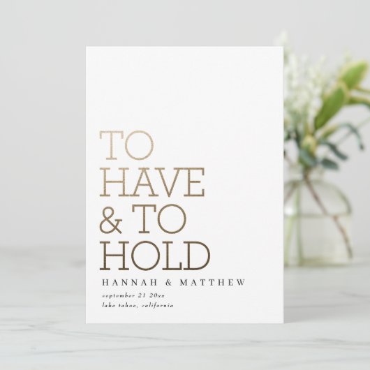 Om een moderne goudtypografische bruiloft te hebbe save the date (Staand voorkant)