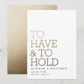 Om een moderne goudtypografische bruiloft te hebbe save the date (Voorkant / Achterkant)