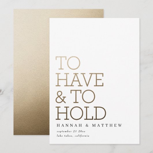 Om een moderne goudtypografische bruiloft te hebbe save the date (Voorkant / Achterkant)