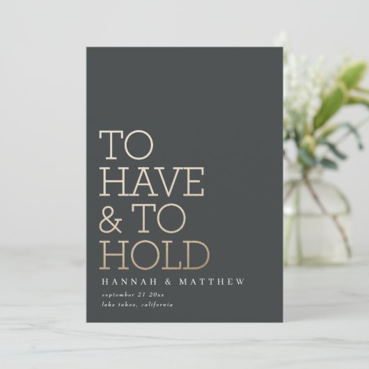 Om een moderne goudtypografische bruiloft te hebbe save the date (Staand voorkant)