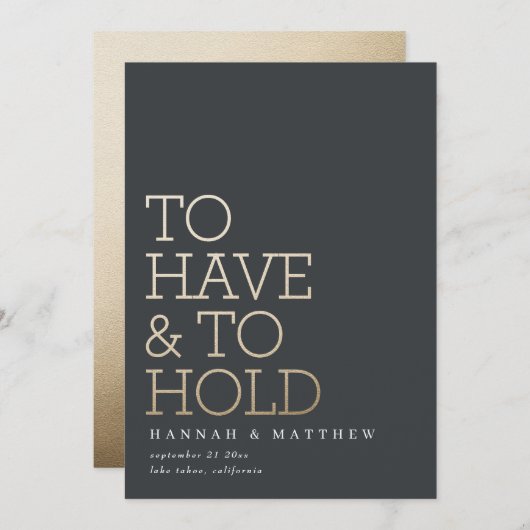 Om een moderne goudtypografische bruiloft te hebbe save the date (Voorkant / Achterkant)