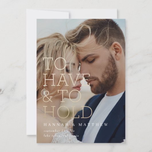 Om een moderne goudtypografische bruiloft te hebbe save the date (Voorkant)