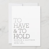 Om een moderne zilveren typografische bruiloft te save the date (Voorkant)