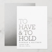 Om een moderne zilveren typografische bruiloft te save the date (Voorkant / Achterkant)